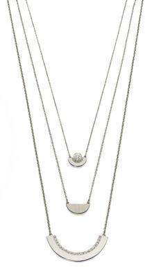 Pearl Swarovski semicircle 3 layer necklace
